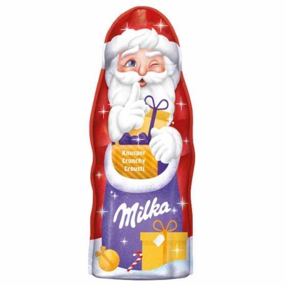 Milka Weihnachtsmann Knusper Alpenmilch Schokolade mit Knusperreis 95g 