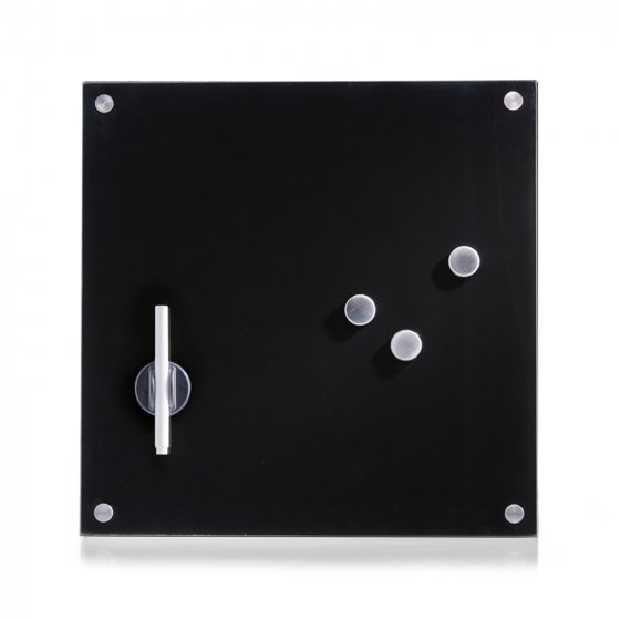Memoboard Glas quadratisch Schwarz