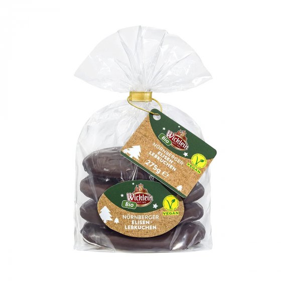 BIO Wicklein Nürnberger Elisen Lebkuchen Schokoliert Vegan 275g 