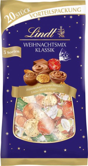 Lindt XXL Mischbeutel Klassiker Mischung gefüllte Schokolade 260g 