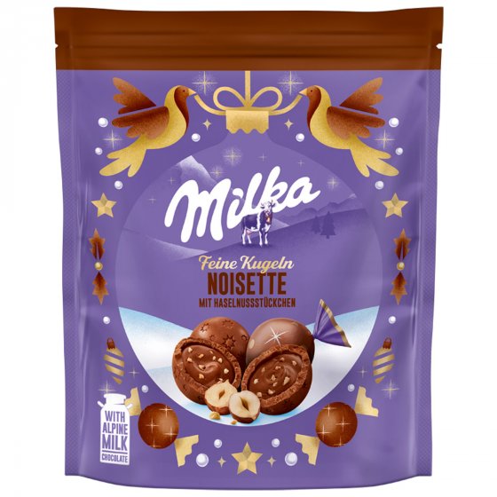 Milka Feine Kugeln Noisette Kugeln aus Alpenmilchschokolade 90g 