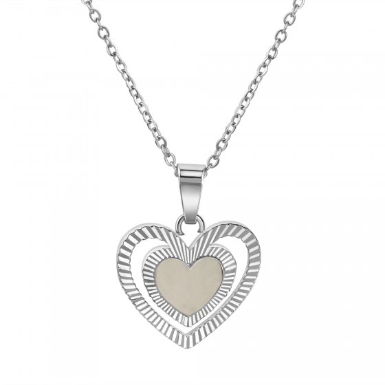 Anhänger mit Kette Edelstahl Herzanhänger strukturiert 