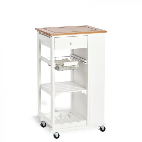 Küchenrollwagen weiß Bambus/MDF 