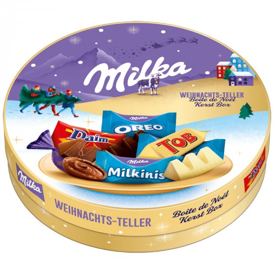 Milka Friends Weihnachts Teller Mix aus verschiedenen Schokoladen 198g 