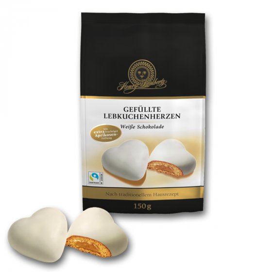 Lambertz Gefüllte Lebkuchen Herzen Weiße Schokolade gefüllt 150g 