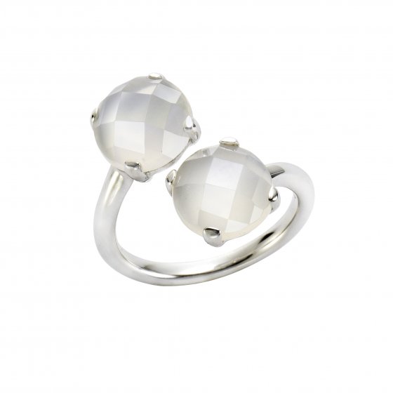Ring 925 Silber rhodiniert mit 2 Mondsteinen 