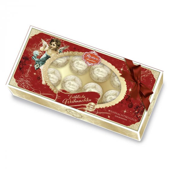 Reber Weihnachtskugeln Edelmarzipan 10er in Zartbitterschokolade 200g 