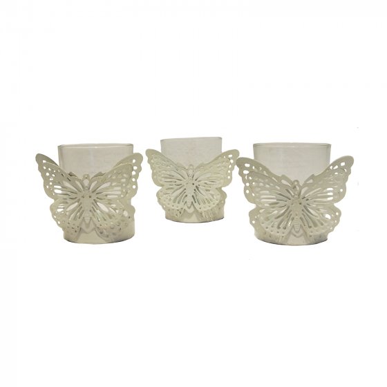 Teelichthalter Butterfly 3er Set Viola 