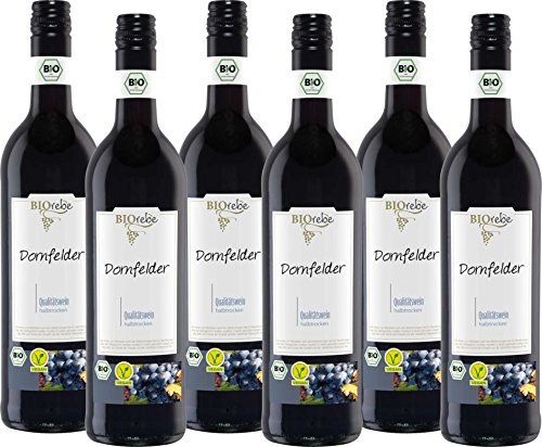 BIOrebe Dornfelder Rotwein Qualitätswein halbtrocken fruchtig 4500ml, 6er Pack 