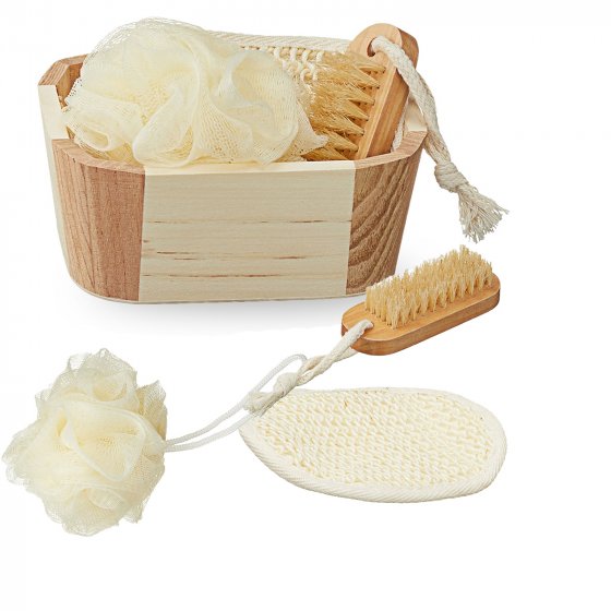 Badeset, klein mit Holzkorb 