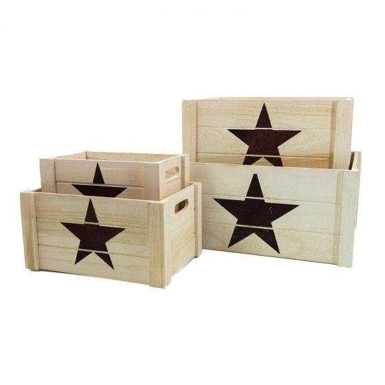 Holzkisten-Set 4 Größen Creme
