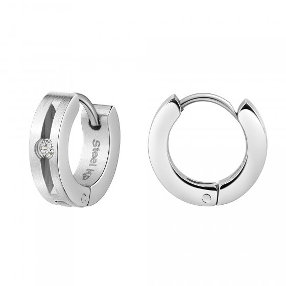 Klappcreolen Edelstahl glanz Zirkonia 