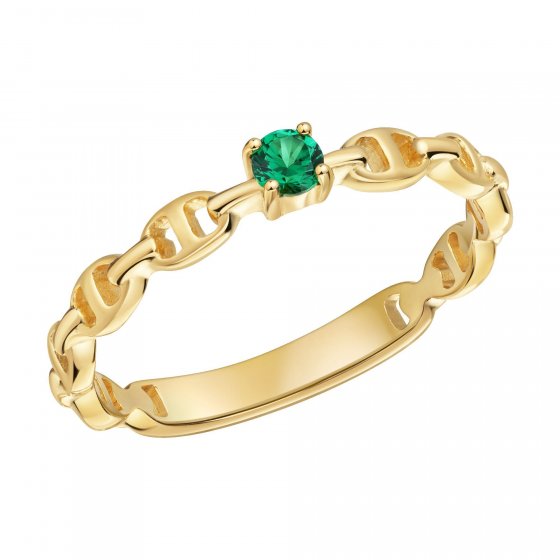 Ring 925 Silber vergoldet Zirkonia grün 
