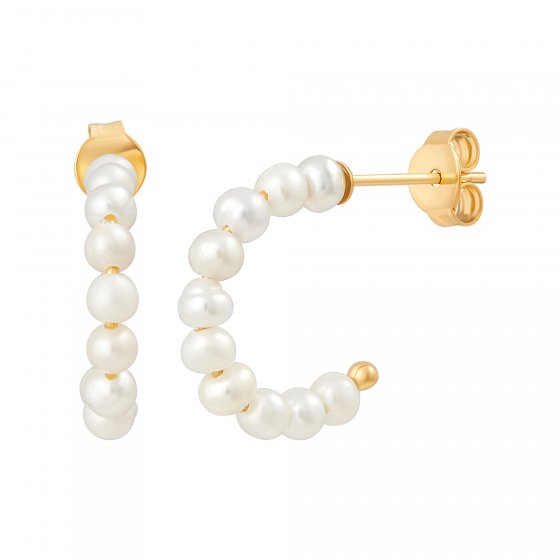 Creolen 925 Silber vergoldet Perlen 