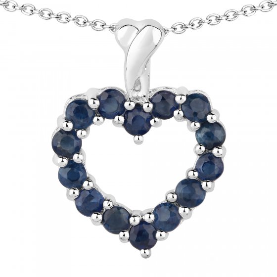 Anhänger mit Kette 925 Sterling Silber rhodiniert Safir 