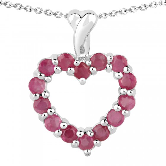 Anhänger mit Kette 925 Sterling Silber rhodiniert Rubin 