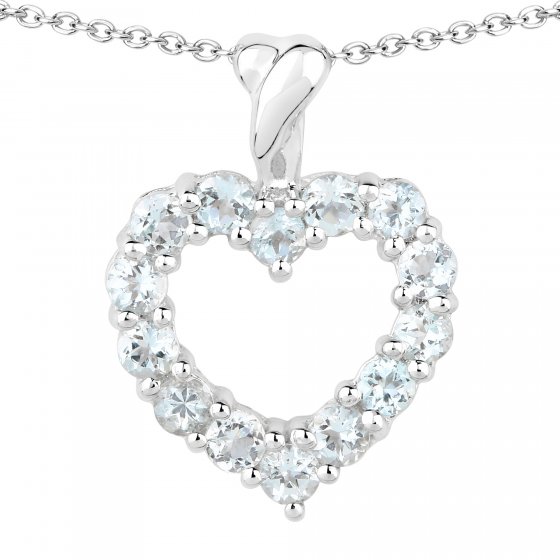 Anhänger mit Kette 925 Sterling Silber rhodiniert Aquamarine 