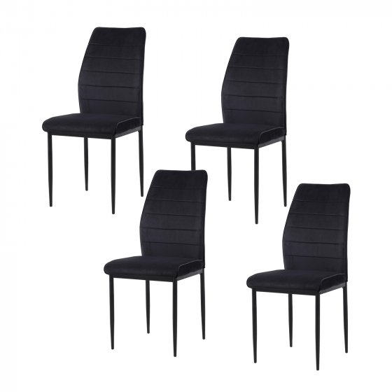 Stuhl Madison Velvet 4er-Set Schwarz