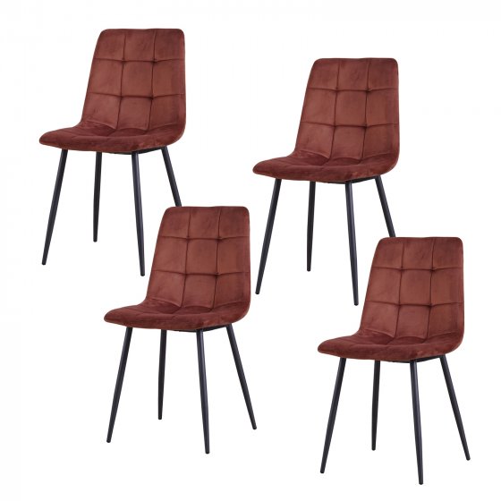 Stuhl Mesa Velvet 4er-Set Braun