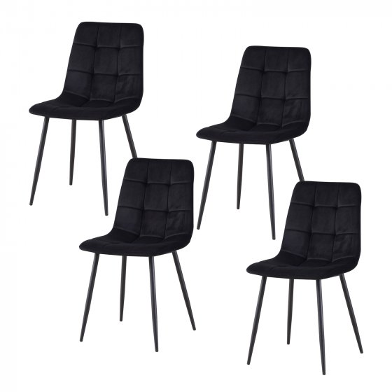 Stuhl Mesa Velvet 4er-Set Schwarz