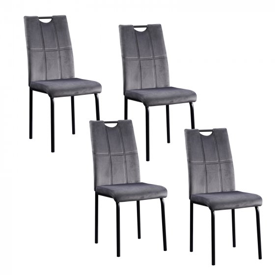 Stuhl Denton Velvet 4er-Set Grau