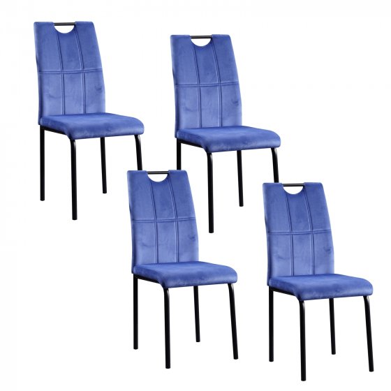 Stuhl Denton Velvet 4er-Set Blau