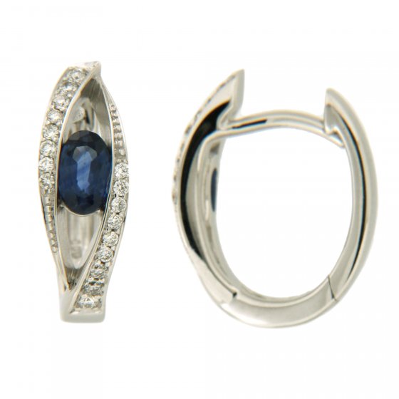 Creolen 585/- Weißgold Brillant Saphir 