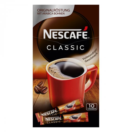 Nescafe Classic löslicher Instantkaffee Tassenpackungen 10 x 2g 
