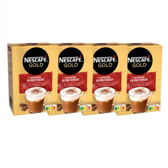 Nescafe Cappuccino Entkoffeiniert Löslicher Kaffee 10 x 12.5g 4er Pack 