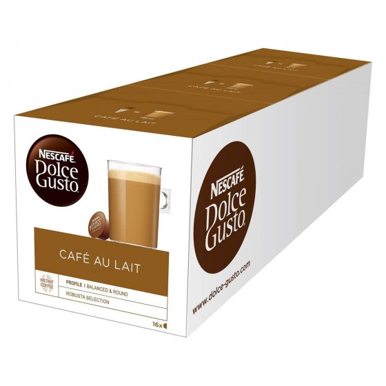 Nescafe Dolce Gusto Cafe Au Lait 3x16 Pods Kaffeegenuss 3er Pack 