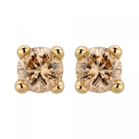 Ohrstecker 585/- Gelbgold glanz 2 Brill. 0,10ct. braun 