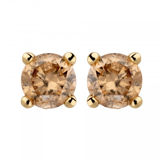 Ohrstecker 585/- Gelbgold 2 Brill. 0,25 ct. braun 