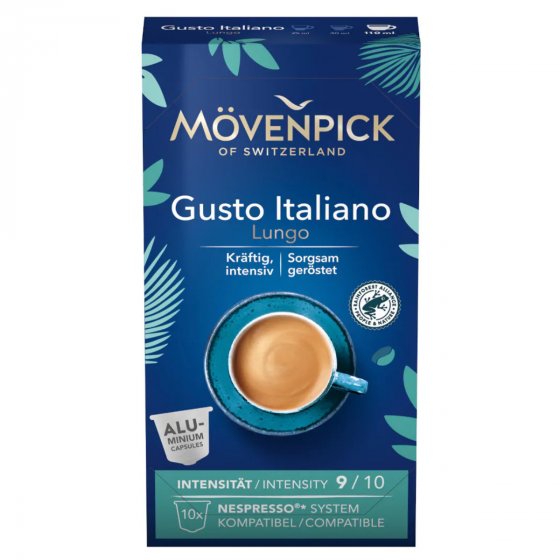 Mövenpick Kaffeekapseln GUSTO ITALIANO LUNGO Alukapseln 10 Stück 55g 