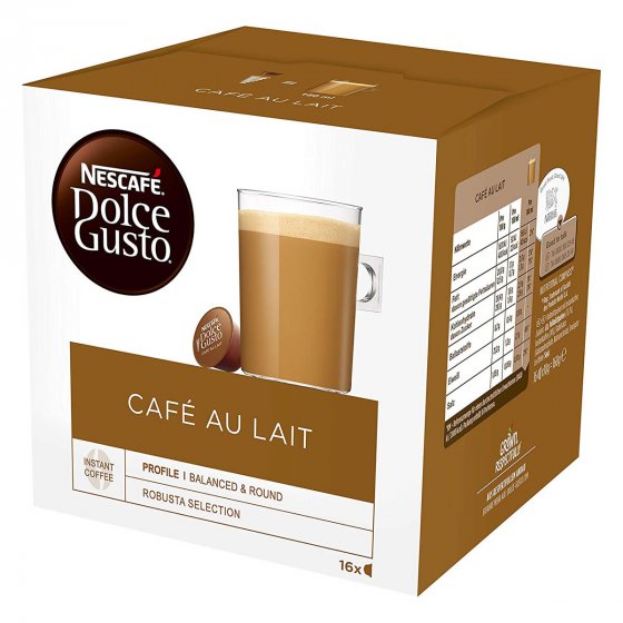 Nescafe Dolce Gusto Cafe Au Lait 16 Pods für vollen Kaffeegenuss 160g 
