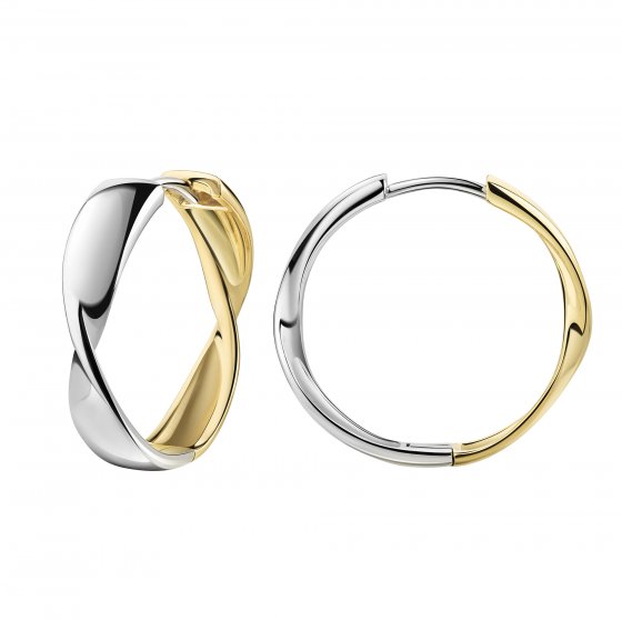 Klappcreolen 925/- Sterling Silber rhodiniert und vergoldet 