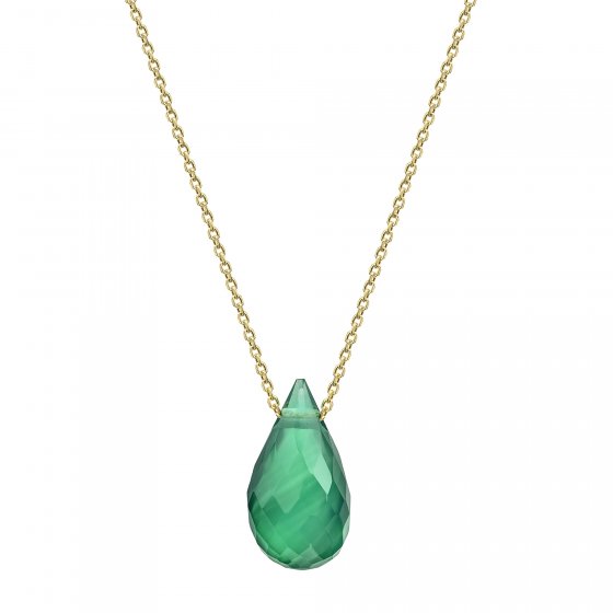 Collier 375 Gelbgold grüner Chalcedon 