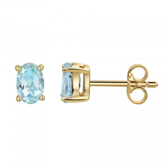 Ohrstecker 375 Gelbgold Blautopas 