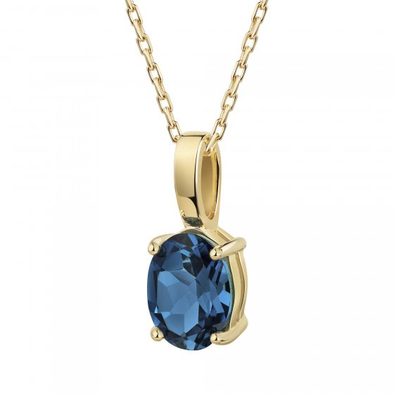 Anhänger mit Kette 375 Gelbgold Blautopas (beh) 