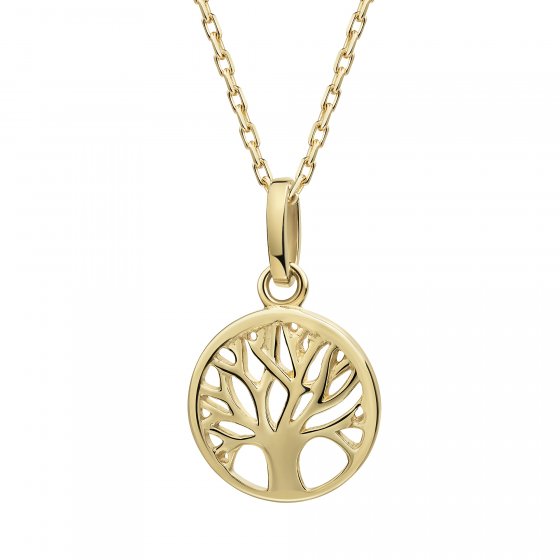 Anhänger mit Kette 375 Gelbgold Lebensbaum 