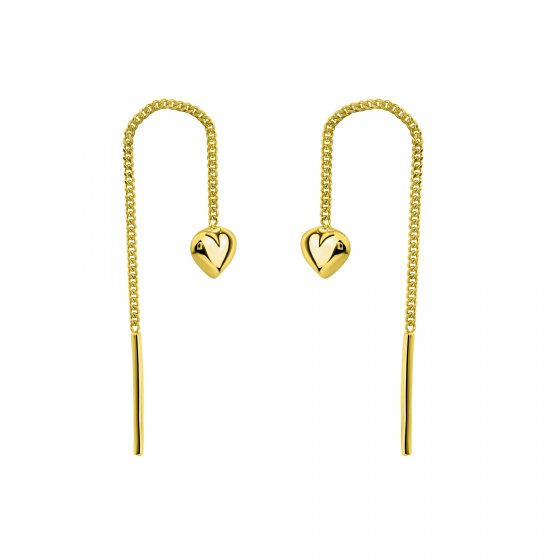 Durchzieh-Ohrring 375 Gelbgold Herz 