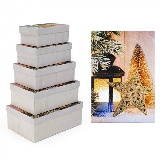Geschenkkarton Set mit 5 verschiedenen Größen Weihnachtsmotiv
