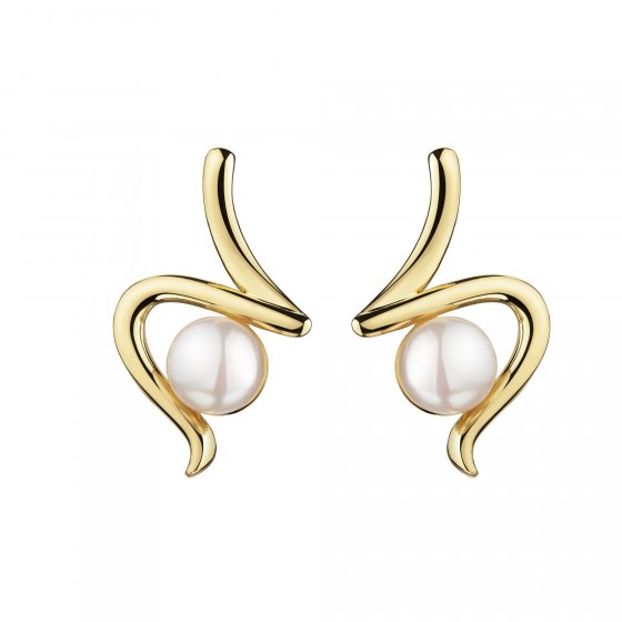 Ohrstecker 925 Sterling Silber vergoldet Perle 