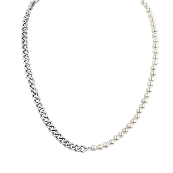 Collier Edelstahl mit Perlen 
