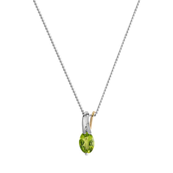 Anhänger mit Kette 375/- GG/WG Peridot 