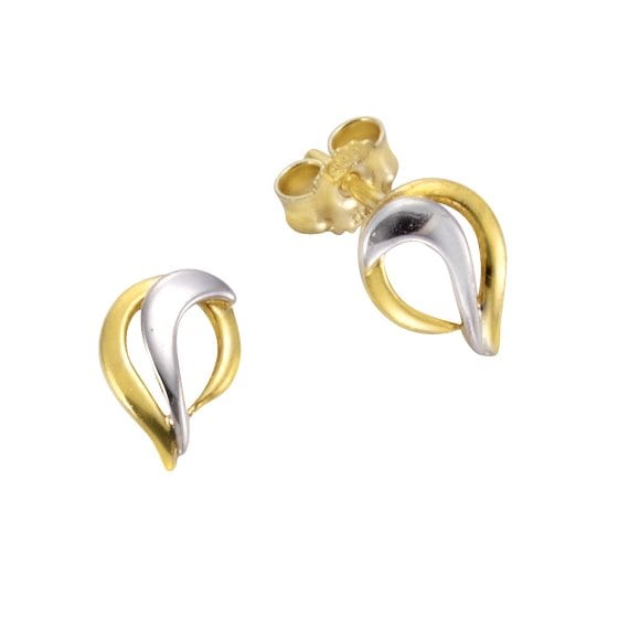 Ohrstecker 585/- Gelbgold bicolor glanz 