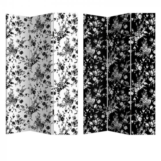 Paravent Blumen Black and White