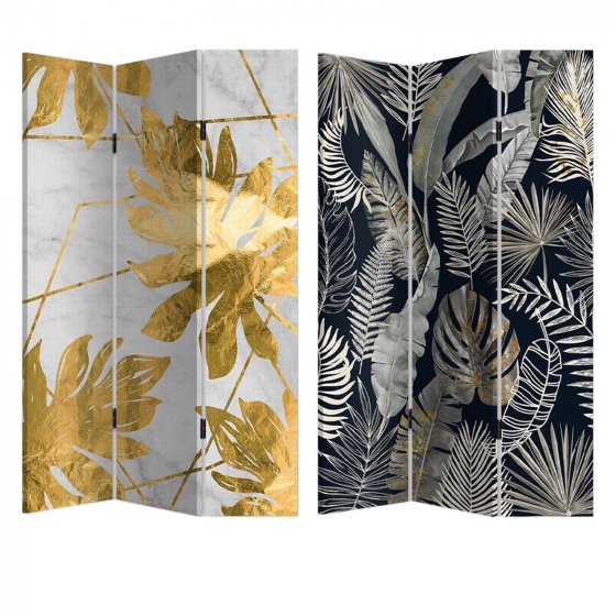 Paravent Leaf Gold und Silber