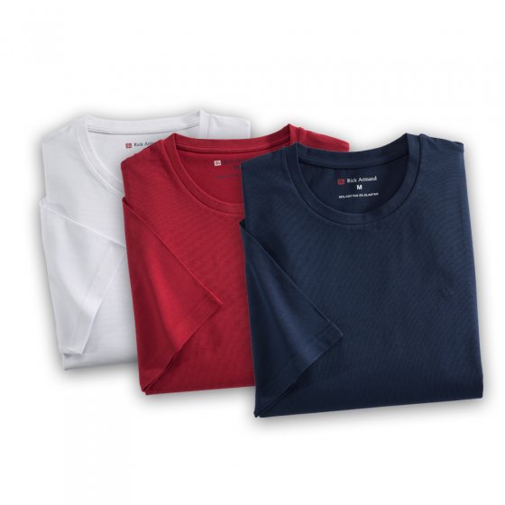 T-Shirt in Stretch-Qualität 3er-Set XXL | Rot#Weiß#Marine