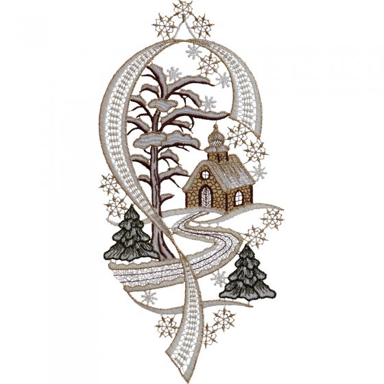 Weihnachts-Fensterbild aus Plauener Stickerei 