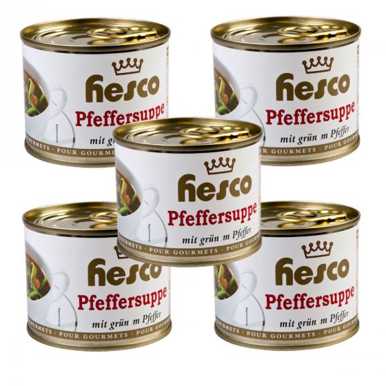 Hesco Pfeffersuppe Madagaskar mit grünem Pfeffer scharf 5 Dosen 1060ml 